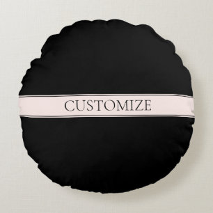 Coussins Ronds Rayure rose pâle et texte éditable élégant