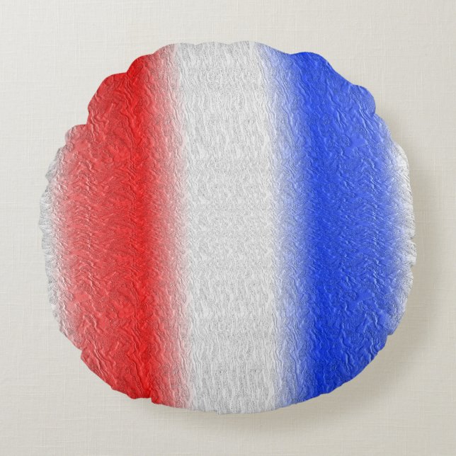 Coussins Ronds Rayure rouge blanc et bleu (Devant)