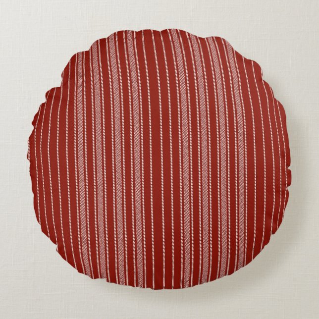Coussins Ronds Rayure Ticking Créative – Rouille Héritage (Devant)