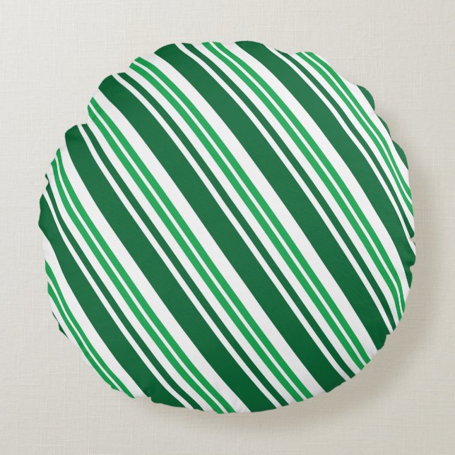 Coussins Ronds Rayure verte de menthe poivrée (Devant)
