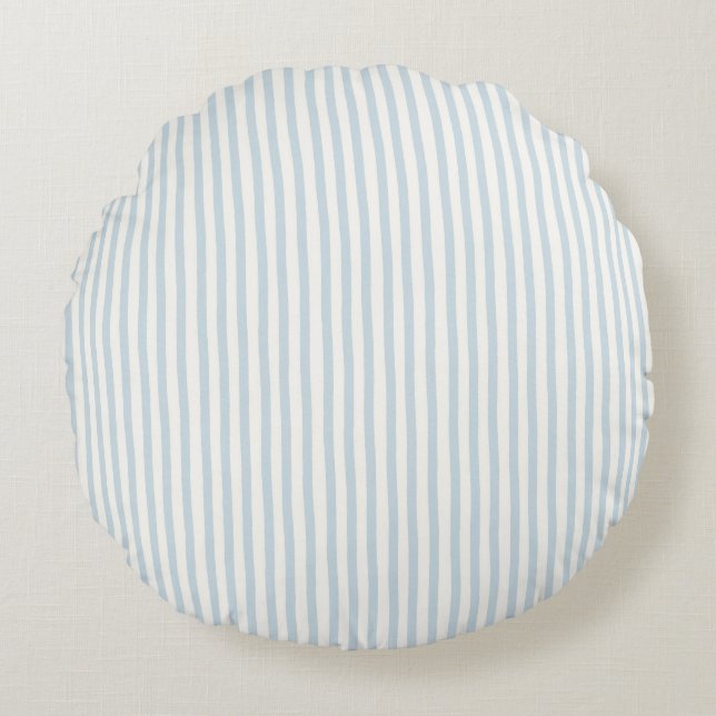 Coussins Ronds Rayures Bleu Ciel Vert Blanc (Devant)