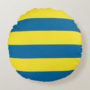 Coussins Ronds Rayures Bleu et jaune Personnalisable