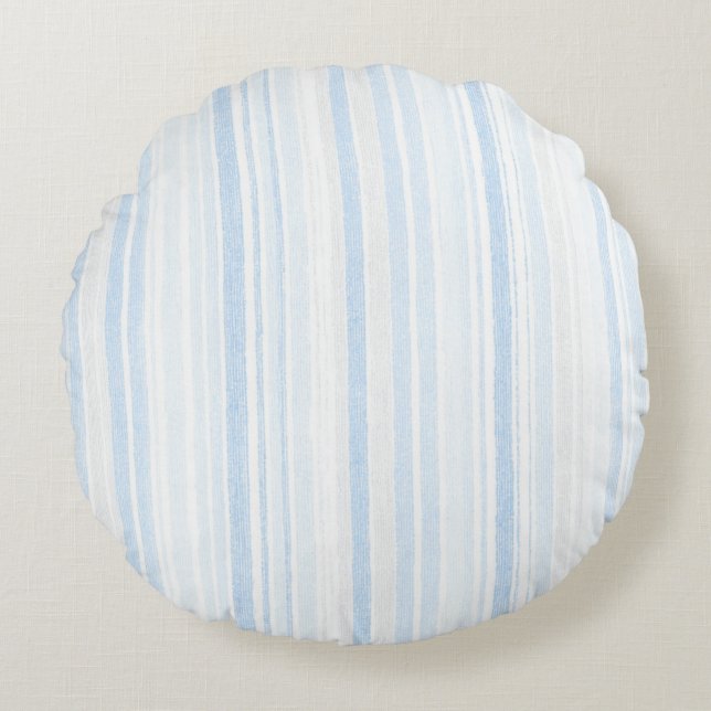 Coussins Ronds Rayures carreaux bleu clair blanc  (Devant)
