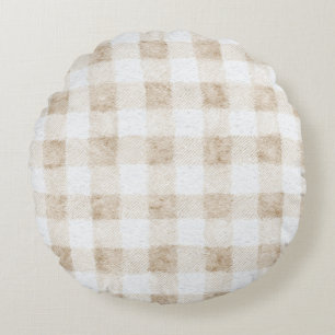 Coussins Ronds Rayures Crème Beige Chaudes et Confortables