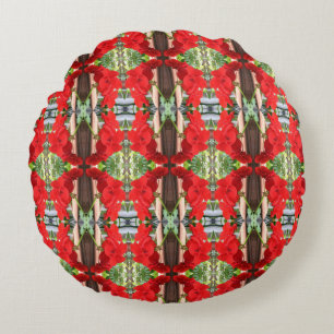 Coussins Ronds Rayures de géranium rouge