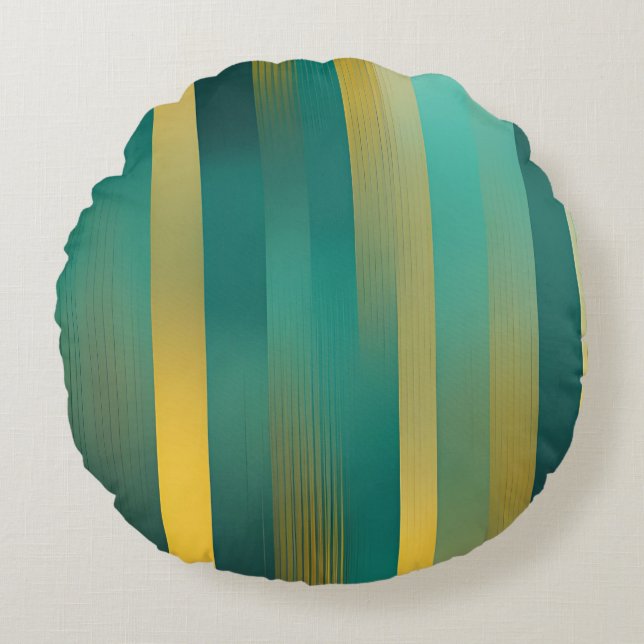 Coussins Ronds Rayures de verdure art IA  (Devant)