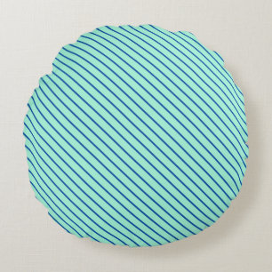 Coussins Ronds Rayures diagonales - aqua et marine