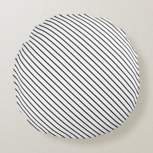 Coussins Ronds Rayures diagonales - blanc et noir