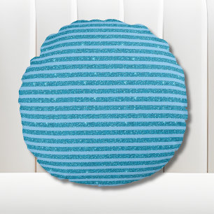 Coussins Ronds Rayures horizontales de style chic bleu océan pail