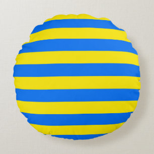 Coussins Ronds Rayures jaunes et bleues