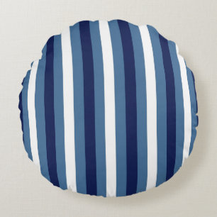 Coussins Ronds Rayures Nautiques Bleu Marine Bleu Fumé Blanc Impe