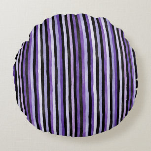 Coussins Ronds Rayures Noir Violet