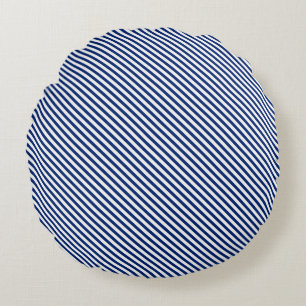Coussins Ronds Rayures obliques bleu marine et blanc