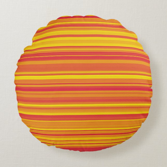Coussins Ronds Rayures Orange Rouge Jaune (Devant)
