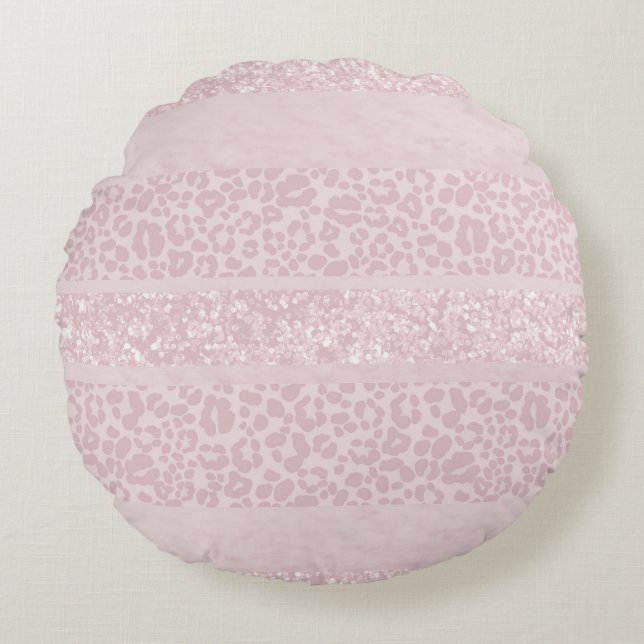 Coussins Ronds Rayures Pailletées Léopard Glam 10 (Devant)