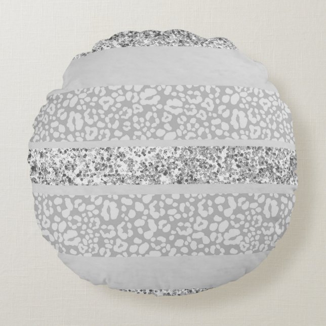 Coussins Ronds Rayures Pailletées Léopard Glam 7 (Devant)