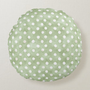 Coussins Ronds Rayures Points Vert Blanc