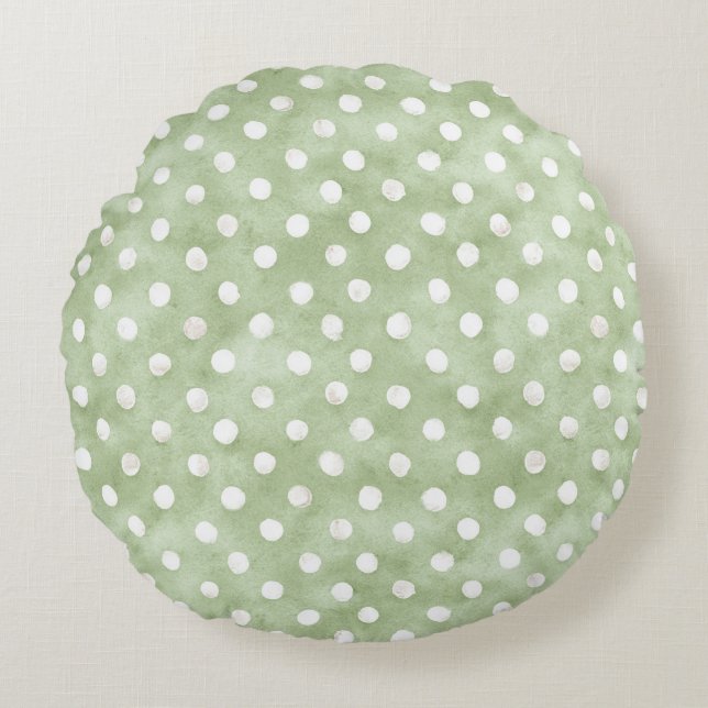 Coussins Ronds Rayures Points Vert Blanc (Devant)