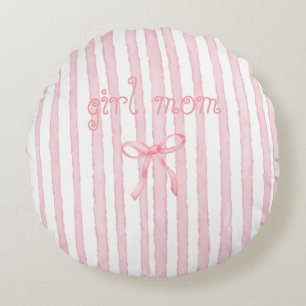Coussins Ronds Rayures roses personnalisées Coquette Texte person