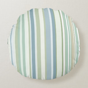Coussins Ronds Rayures vert bleu et blanc