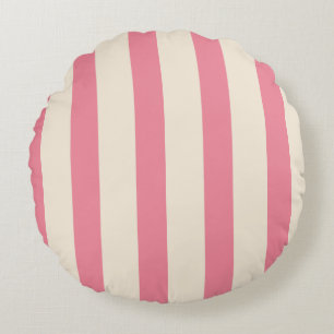 Coussins Ronds Rayures verticales rose et crème de cirque vintage