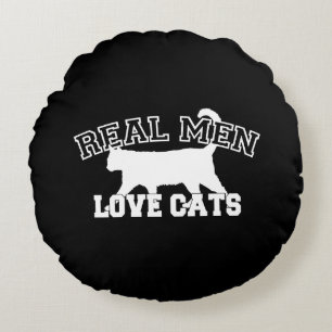 Coussins Ronds Real Men Love Cats Design graphique sur Décor Noi