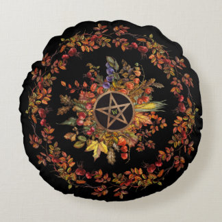 Coussins Ronds Récolte Magique avec Monogramme Pentagramme
