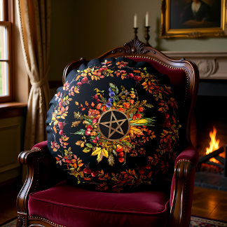 Coussins Ronds Récolte magique avec pentagramme
