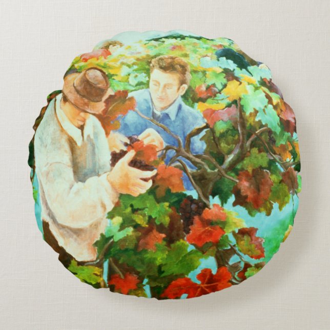 Coussins Ronds Récolteuses 1996 de raisin (Devant)