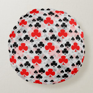 Coussins Ronds Red Black Clover Club Design Motif Abstrait