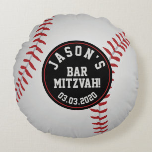 Coussins Ronds Red Black White Basball Bar Mitzvah