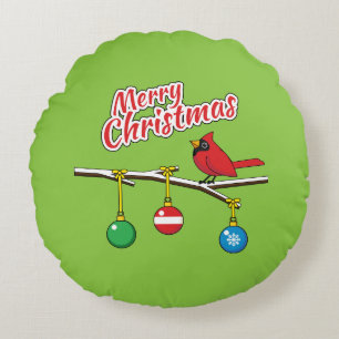 Coussins Ronds Red Cardinal on Christmas