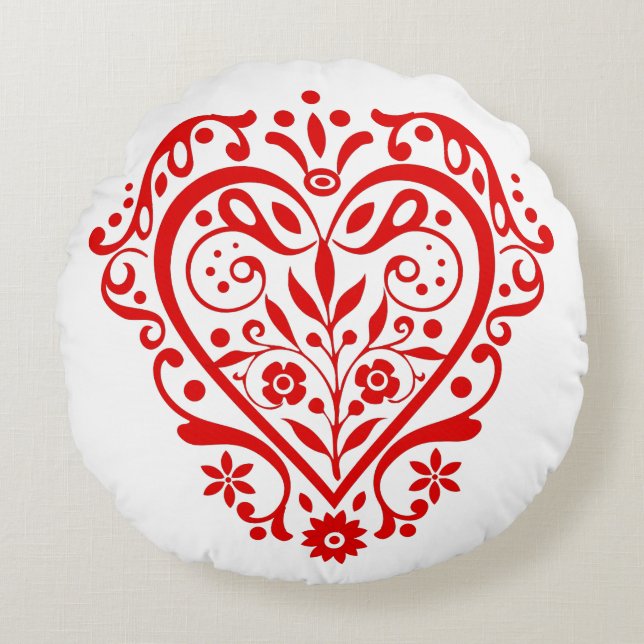Coussins Ronds Red Fancy Heart (Devant)