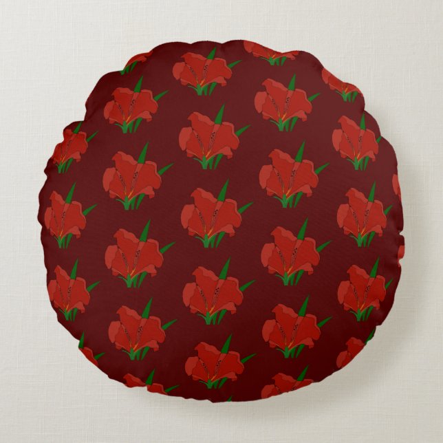 Coussins Ronds Red Floral Throw pillow (Devant)