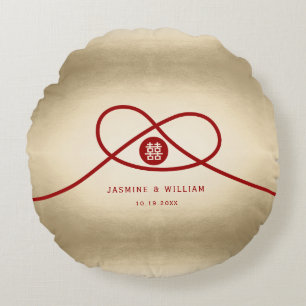 Coussins Ronds Red Knot Union Double Bonheur Mariage chinois