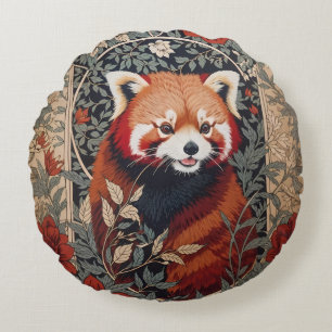 Coussins Ronds Red Panda Elegant William Morris Inspiré Floral