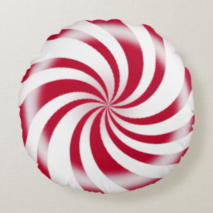 Coussins Ronds Red Pepperment Candy Swirl Holiday