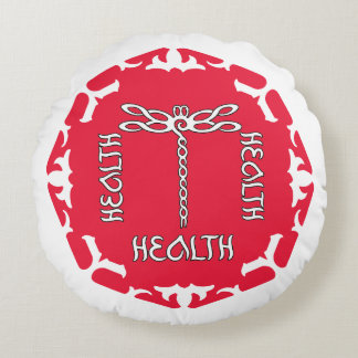 Coussins Ronds Red Root Chakra "Health" Dragonfly White BG