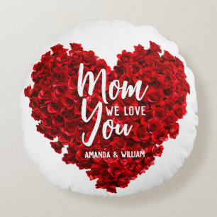 Coussins Ronds Red Roses Heart Love You Maman Fête des Mères