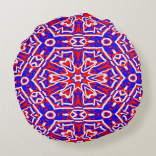 Coussins Ronds Red, White and Blue Geometrics