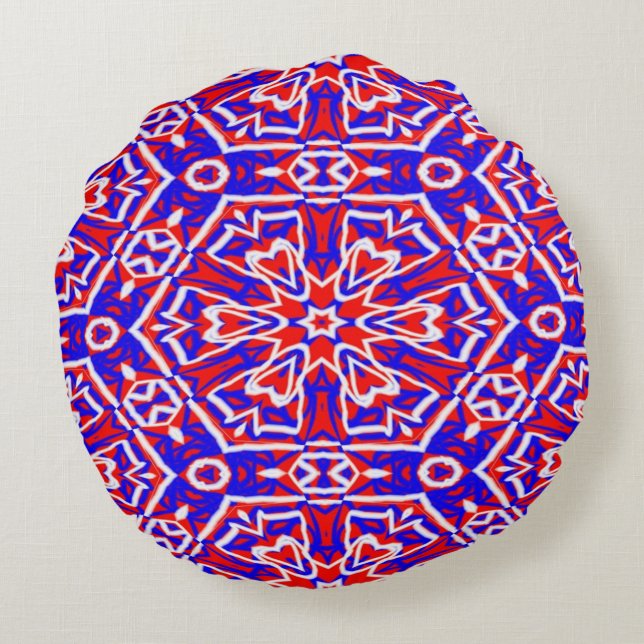 Coussins Ronds Red, White and Blue Geometrics (Dos)