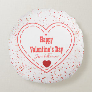 Coussins Ronds Red White Heart Simple Moderne Joyeux Jour des Val
