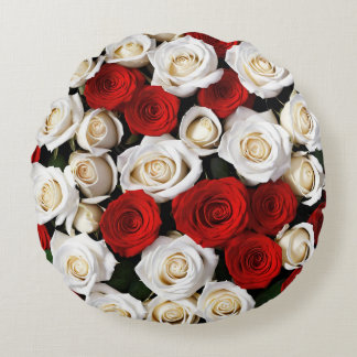 Coussins Ronds RedandWhiteRoses