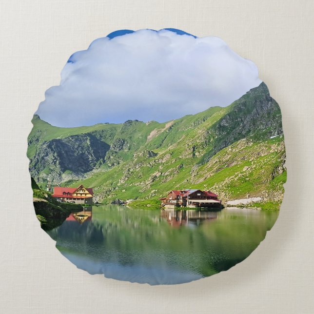 Coussins Ronds Reflet du lac Bâlea – Impression alpine des Carpat (Devant)