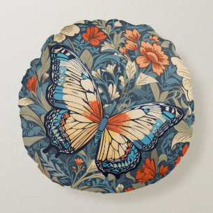 Coussins Ronds Regal Butterfly Amidst William Morris Floral