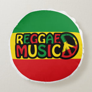 Coussins Ronds Reggae Design de musique avec style rastafari et c