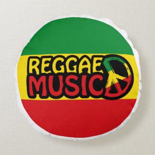 Coussins Ronds Reggae Musique, reggae art avec symbole de paix