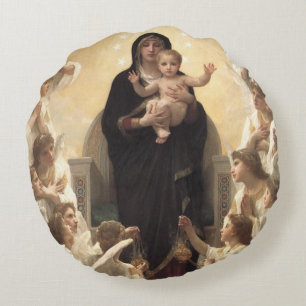 Coussins Ronds Reine des Anges Regina Angelorum par Bouguereau