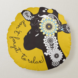 Coussins Ronds Relax - Girafe drôle funky jaune