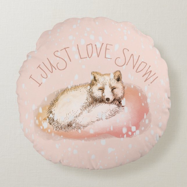 Coussins Ronds Renard arctique Snowfox (Devant)